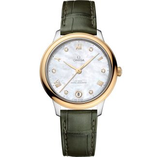 Omega De Ville Prestige 34 mm, stål - gult guld på läderband 434.23.34.20.55.002