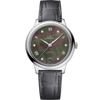 Omega De Ville Prestige 34 mm, stål på läderband 434.13.34.20.57.001
