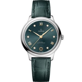 Omega De Ville Prestige 34 mm, stål på läderband 434.13.34.20.60.001