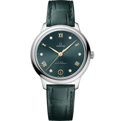 Omega De Ville Prestige 34 mm, stål på läderband 434.13.34.20.60.001
