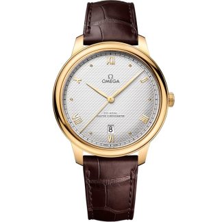 Omega De Ville Prestige 40 mm, gult guld på läderrem 434.53.40.20.02.002