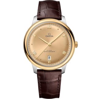 Omega De Ville Prestige 40 mm, stål - gult guld på läderarmband 434.23.40.20.08.001
