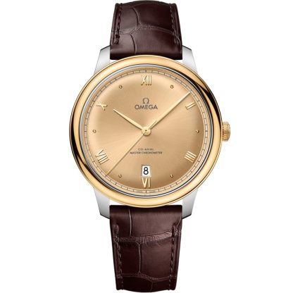 Omega De Ville Prestige 40 mm, stål - gult guld på läderarmband 434.23.40.20.08.001