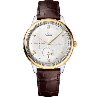 Omega De Ville Prestige 41 mm, stål - gult guld på läderrem 434.23.41.21.02.001