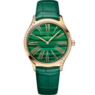 Omega De Ville Trésor 36 mm, Moonshine™ guld på läderrem 428.58.36.60.99.001