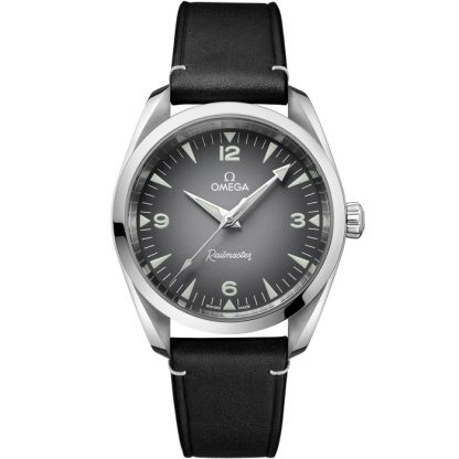 Omega New Seamaster Railmaster 38 mm, stål på läderband 235.12.38.20.06.001