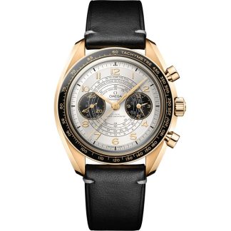 Omega Paris 2024 Speedmaster Chronoscope 43 mm, Moonshine™ guld på läderarmband 522.62.43.51.02.001