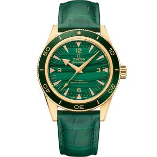 Omega Seamaster 300 41 mm, gult guld på läderarmband 234.63.41.21.99.001