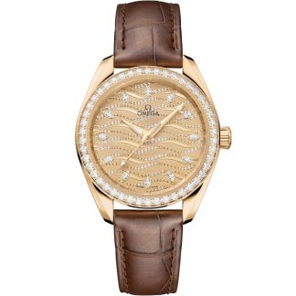 Omega Seamaster Aqua Terra 150M 34 mm, Moonshine™ guld på alligator 220.58.34.20.99.008
