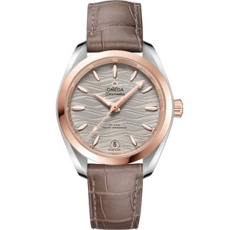 Omega Seamaster Aqua Terra 150M 34 mm, stål - Sedna™-guld på läderrem 220.23.34.20.06.001