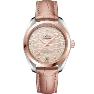 Omega Seamaster Aqua Terra 150M 34 mm, stål - Sedna™ guld på läderrem 220.23.34.20.59.001