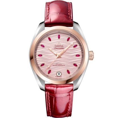Omega Seamaster Aqua Terra 150M 34 mm, stål - Sedna™ guld på läderrem 220.23.34.20.60.001