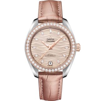 Omega Seamaster Aqua Terra 150M 34 mm, stål - Sedna™ guld på läderrem 220.28.34.20.59.001