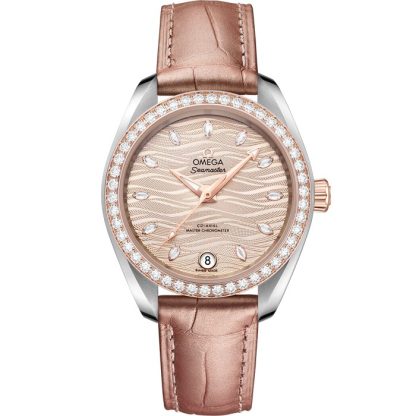 Omega Seamaster Aqua Terra 150M 34 mm, stål - Sedna™ guld på läderrem 220.28.34.20.59.001