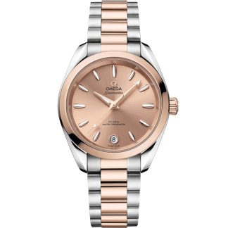 Omega Seamaster Aqua Terra Shades 34 mm, stål - Sedna™ guld på stål - Sedna™ guld 220.20.34.20.10.001