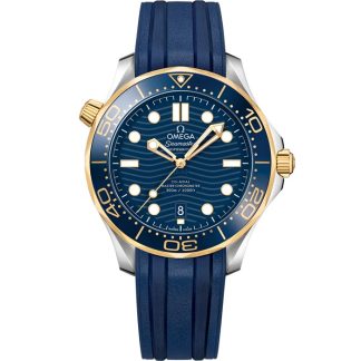 Omega Seamaster Diver 300M 42 mm, stål - gult guld på gummiband 210.22.42.20.03.001