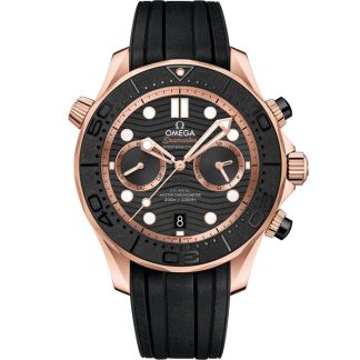 Omega Seamaster Diver 300M 44 mm, Sedna™ guld på gummiband 210.62.44.51.01.001