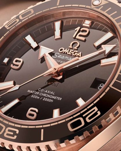 Omega Seamaster Planet Ocean 600M 39,5 mm, Sedna™ guld på läderrem med gummifodring 215.63.40.20.13.001 - Bild 3