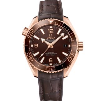 Omega Seamaster Planet Ocean 600M 39,5 mm, Sedna™ guld på läderrem med gummifodring 215.63.40.20.13.001