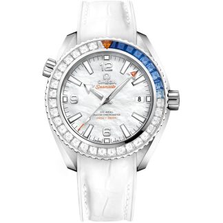 Omega Seamaster Planet Ocean 600M 39,5 mm, vitguld på läderrem med gummifodring 215.58.40.20.05.001