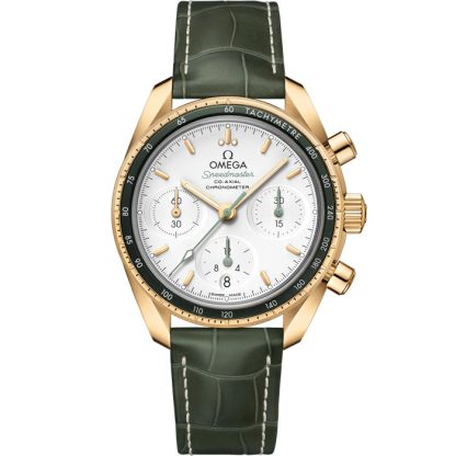 Omega Speedmaster 38 38 mm, gult guld på läderarmband 324.63.38.50.02.004