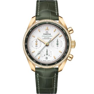Omega Speedmaster 38 38 mm, gult guld på läderarmband 324.68.38.50.02.004