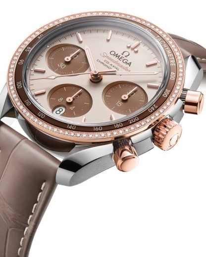 Omega Speedmaster 38 38 mm, stål - Sedna™ guld på läderrem 324.28.38.50.02.002 - Bild 3