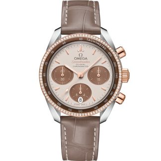 Omega Speedmaster 38 38 mm, stål - Sedna™ guld på läderrem 324.28.38.50.02.002