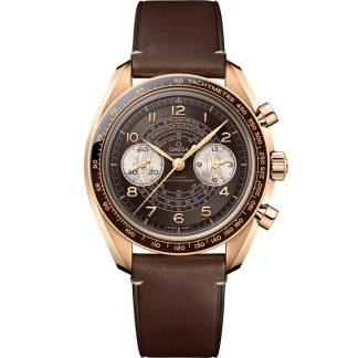 Omega Speedmaster Chronoscope 43 mm, bronsguld på läderband 329.92.43.51.10.001