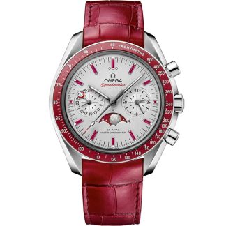 Omega Speedmaster Moonphase 44,25 mm, platina på läderarmband 304.93.44.52.99.002