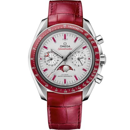 Omega Speedmaster Moonphase 44,25 mm, platina på läderarmband 304.93.44.52.99.002