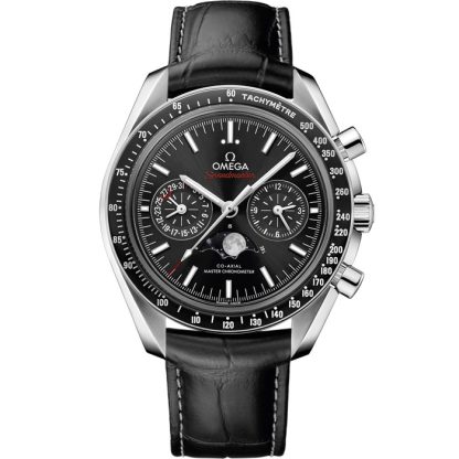 Omega Speedmaster Moonphase 44,25 mm, stål på läderband 304.33.44.52.01.001