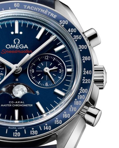 Omega Speedmaster Moonphase 44,25 mm, stål på läderband 304.33.44.52.03.001 - Bild 3