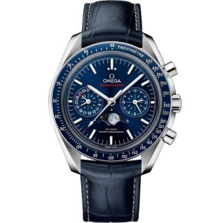 Omega Speedmaster Moonphase 44,25 mm, stål på läderband 304.33.44.52.03.001