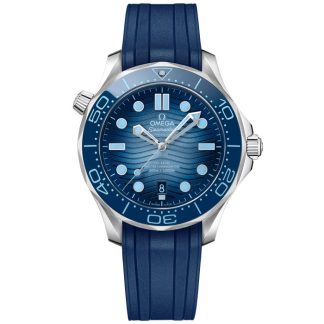 Omega Summer Blue Seamaster Diver 300M 42 mm, stål på gummiband 210.32.42.20.03.002