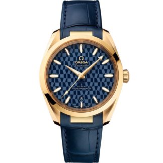Omega Tokyo 2020 Seamaster Aqua Terra 150M 38 mm, gult guld på läderrem 522.53.38.20.03.001