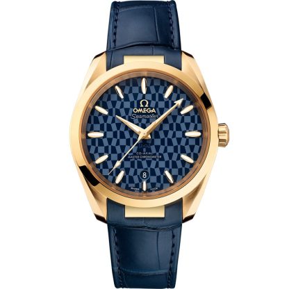 Omega Tokyo 2020 Seamaster Aqua Terra 150M 38 mm, gult guld på läderrem 522.53.38.20.03.001