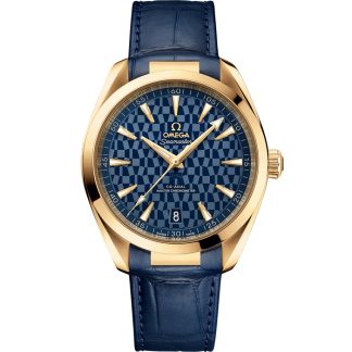 Omega Tokyo 2020 Seamaster Aqua Terra 150M 41 mm, gult guld på läderrem 522.53.41.21.03.001
